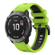 Per Garmin Fenix 6X Pro 26mm Cinturino sportivo in silicone bicolore (verde lime + nero)