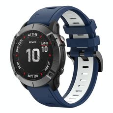 Per Garmin Fenix 6X Sapphire 26mm Cinturino sportivo in silicone bicolore (blu notte + bianco)