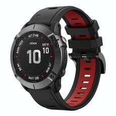 Per Garmin Fenix ​​6X Sapphire 26mm Cinturino sportivo in silicone bicolore (nero + rosso)