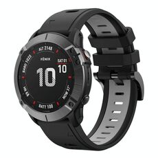 Per Garmin Fenix 6X Sapphire 26mm Cinturino sportivo in silicone bicolore (nero + grigio)