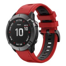 Per Garmin Fenix ​​6X Sapphire 26mm Cinturino sportivo in silicone bicolore (rosso + nero)
