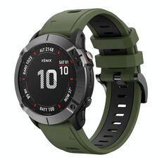 Per Garmin Fenix ​​6X Sapphire 26mm Cinturino sportivo in silicone bicolore (verde militare + nero)