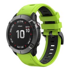 Per Garmin Fenix ​​6X Sapphire 26mm Cinturino sportivo in silicone bicolore (verde lime + nero)