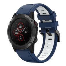 Per Garmin Fenix ​​5X Sapphire 26mm Cinturino sportivo in silicone bicolore (blu notte + bianco)