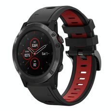 Per Garmin Fenix ​​5X Sapphire 26mm Cinturino sportivo in silicone bicolore (nero + rosso)