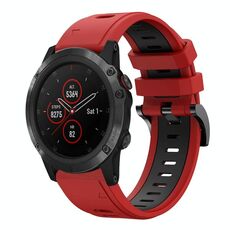 Per Garmin Fenix ​​5X Sapphire 26mm Cinturino sportivo in silicone bicolore (rosso + nero)
