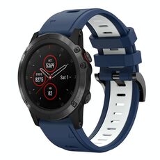 Per Garmin Fenix 5X Plus 26mm Cinturino sportivo in silicone bicolore (blu notte + bianco)