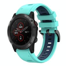 Per Garmin Fenix 5X Plus 26mm Cinturino sportivo in silicone bicolore (verde menta + blu)