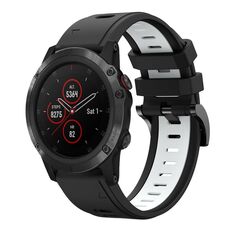 Per Garmin Fenix 5X Plus 26mm Cinturino sportivo in silicone bicolore (nero + bianco)