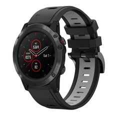 Per Garmin Fenix 5X Plus 26mm Cinturino sportivo in silicone bicolore (nero + grigio)