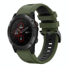 Per Garmin Fenix 5X Plus 26mm Cinturino sportivo in silicone bicolore (verde militare + nero)