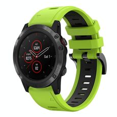 Per Garmin Fenix 5X Plus 26mm Cinturino sportivo in silicone bicolore (verde lime + nero)