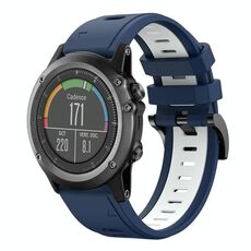 Per Garmin Fenix 3 26mm Cinturino sportivo in silicone bicolore (blu notte + bianco)