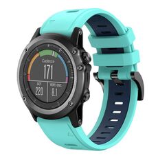 Per cinturino sportivo in silicone bicolore Garmin Fenix 3 26 mm (verde menta + blu)