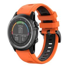 Per Garmin Fenix 3 26mm Cinturino sportivo in silicone bicolore (arancione + nero)