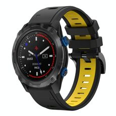 Per Garmin Descent MK 2i 26mm Cinturino sportivo in silicone bicolore (nero + giallo)