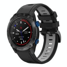 Per Garmin Descent MK 2i 26mm Cinturino sportivo in silicone bicolore (nero + grigio)