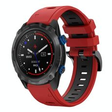 Per Garmin Descent MK 2i 26mm Cinturino sportivo in silicone bicolore (rosso + nero)