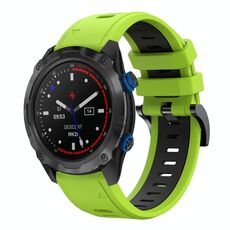 Per Garmin Descent MK 2i 26mm Cinturino sportivo in silicone bicolore (verde lime + nero)