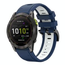Per Garmin Enduro 2 26mm Cinturino sportivo in silicone bicolore (blu notte + bianco)