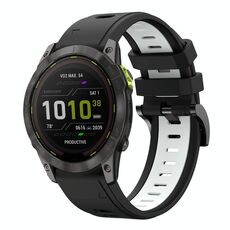 Per Garmin Enduro 2 26mm Cinturino sportivo in silicone bicolore (nero + bianco)