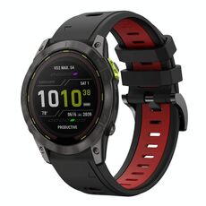 Per Garmin Enduro 2 26mm Cinturino sportivo in silicone bicolore (nero + rosso)