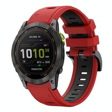 Per Garmin Enduro 2 26mm Cinturino sportivo in silicone bicolore (rosso + nero)