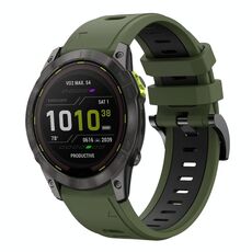 Per Garmin Enduro 2 26mm Cinturino sportivo in silicone bicolore (verde militare + nero)
