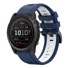 Per Garmin TACTIX 7 / 7Pro 26mm Cinturino sportivo in silicone bicolore (blu notte + bianco)