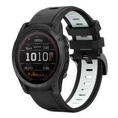 Per Garmin TACTIX 7 / 7Pro 26mm Cinturino sportivo in silicone bicolore (nero + bianco)