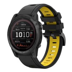 Per Garmin TACTIX 7 / 7Pro 26mm Cinturino sportivo in silicone bicolore (nero + giallo)