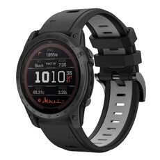 Per Garmin TACTIX 7 / 7Pro 26mm Cinturino sportivo in silicone bicolore (nero + grigio)