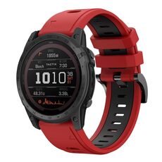 Per Garmin TACTIX 7 / 7Pro 26mm Cinturino sportivo in silicone bicolore (rosso + nero)