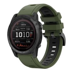 Per Garmin TACTIX 7 / 7Pro 26mm Cinturino sportivo in silicone bicolore (verde militare + nero)