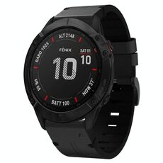 Per Garmin Fenix 6X 26mm Cinturino in pelle con fibbia in acciaio (nero)