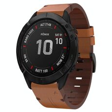 Per Garmin Fenix 6X Pro 26mm Cinturino in pelle con fibbia in acciaio (marrone)