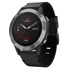 Per Garmin Fenix 6 GPS 22mm Cinturino in pelle con fibbia in acciaio (nero)
