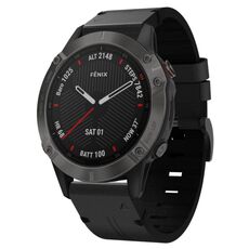 Per Garmin Fenix 6 Sapphire GPS 22mm Cinturino in pelle con fibbia in acciaio (nero)