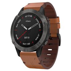 Per Garmin Fenix 6 Sapphire GPS 22mm Cinturino in pelle con fibbia in acciaio (marrone)