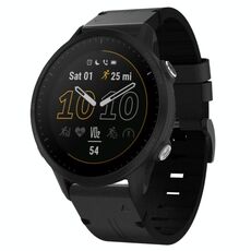 Per Garmin Forerunner 955 22mm Cinturino in pelle con fibbia in acciaio (nero)