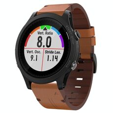Per Garmin Forerunner 935 22mm Cinturino in pelle con fibbia in acciaio (marrone)