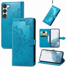 Per Samsung Galaxy S23 5G Mandala Flower Custodia in pelle goffrata (blu)