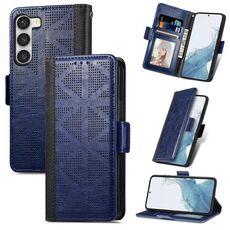 Per Samsung Galaxy S23 5G Griglia Custodia per cellulare in pelle (blu)