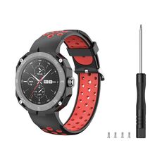 Per Huawei Watch GT Cyber Cinturino traspirante bicolore (nero + rosso)