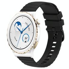 Per Huawei Watch GT3 Pro 43mm 20mm Cinturino in silicone tinta unita con motivo a pois ondulato (nero)