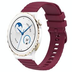 Per Huawei Watch GT3 Pro 43mm 20mm Cinturino in silicone tinta unita con motivo a pois ondulato (rosso vino)