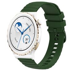 Per Huawei Watch GT3 Pro 43mm 20mm Cinturino in silicone tinta unita con motivo a pois ondulato (verde militare)