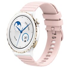 Per Huawei Watch GT3 Pro 43mm 20mm Cinturino in silicone tinta unita con motivo a pois ondulato (rosa)