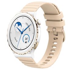 Per Huawei Watch GT3 Pro 43mm 20mm Cinturino in silicone tinta unita con motivo a pois ondulato (beige)