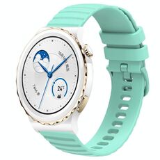 Per Huawei Watch GT3 Pro 43mm 20mm Cinturino in silicone tinta unita con motivo a pois ondulato (verde acqua)